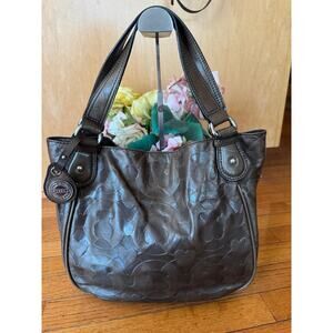 Tous Women's brown embossed BEAR patent leather tote bag (PU500